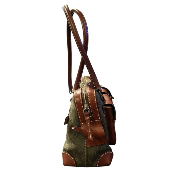 Dooney & Bourke Olive Green with Brown Leather Trim Shoulder Bag - Picture 4 of 6